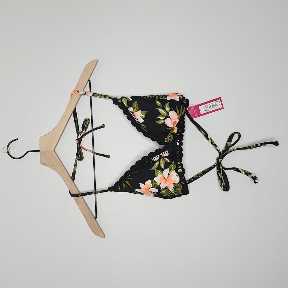 Xhilaration floral boho tie back swim bikini top size Large - Picture 1 of 6